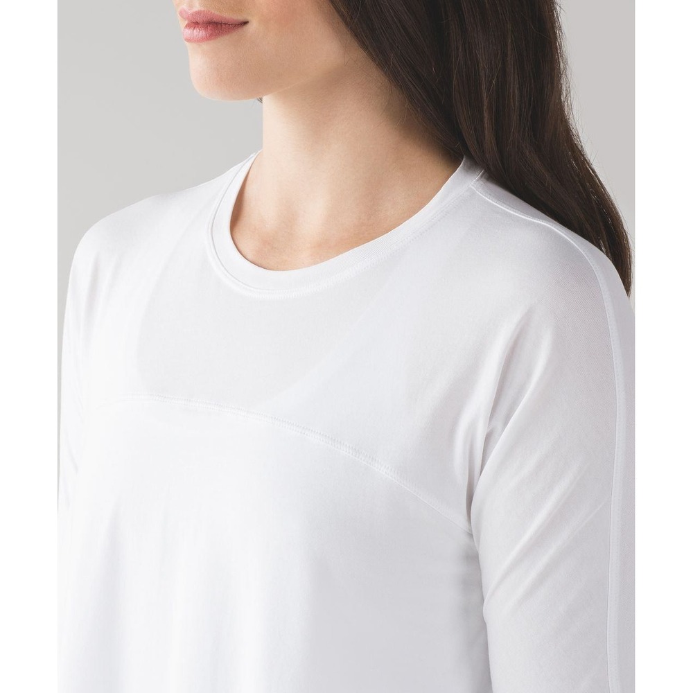 Lululemon Acadia Long Sleeve Shirt Women 4 White Pima Cotton High Low - Picture 5 of 11